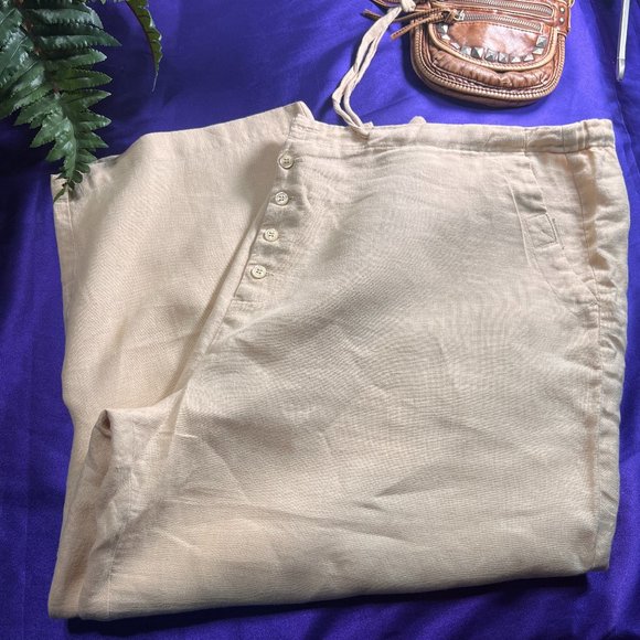 📌bridgewater Linen 6/8 Sun Yellow Pants with Pockets - Picture 1 of 14